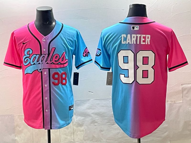 Men 2025 Philadelphia Eagles #98 Carter Blue pink Nike Limited NFL Jersey style 02->philadelphia eagles->NFL Jersey